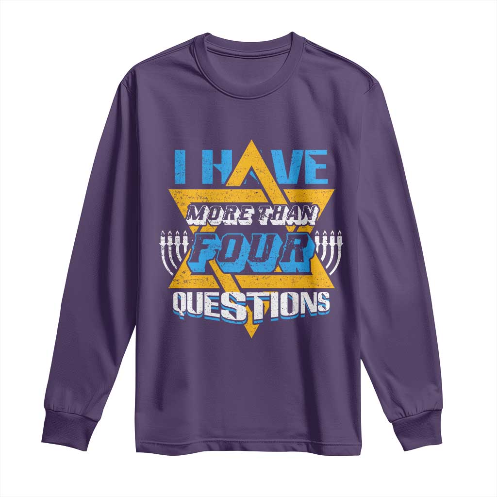 Funny Passover Long Sleeve Shirt Funny I Have More Than Four Questions  Passover Kids