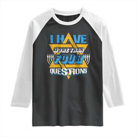 Funny Passover Raglan Shirt Funny I Have More Than Four Questions  Passover Kids