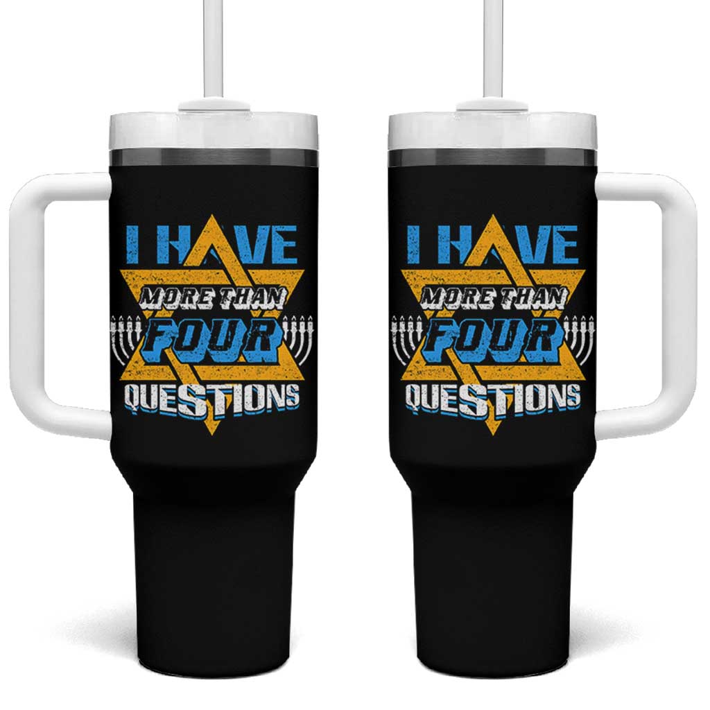 Funny Passover Tumbler With Handle Funny I Have More Than Four Questions  Passover Kids