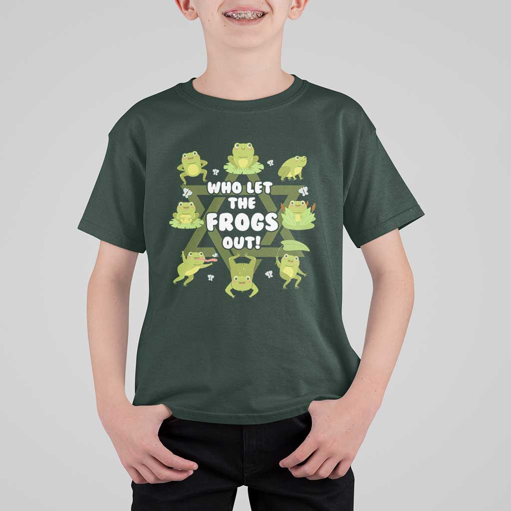 Funny Passover T Shirt For Kid Who Let the Frogs Out  Jewish Seder Fami