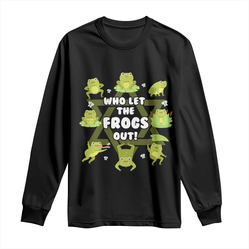 Funny Passover Long Sleeve Shirt Who Let the Frogs Out  Jewish Seder Fami
