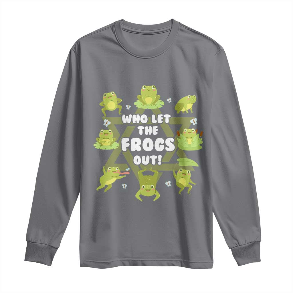 Funny Passover Long Sleeve Shirt Who Let the Frogs Out  Jewish Seder Fami
