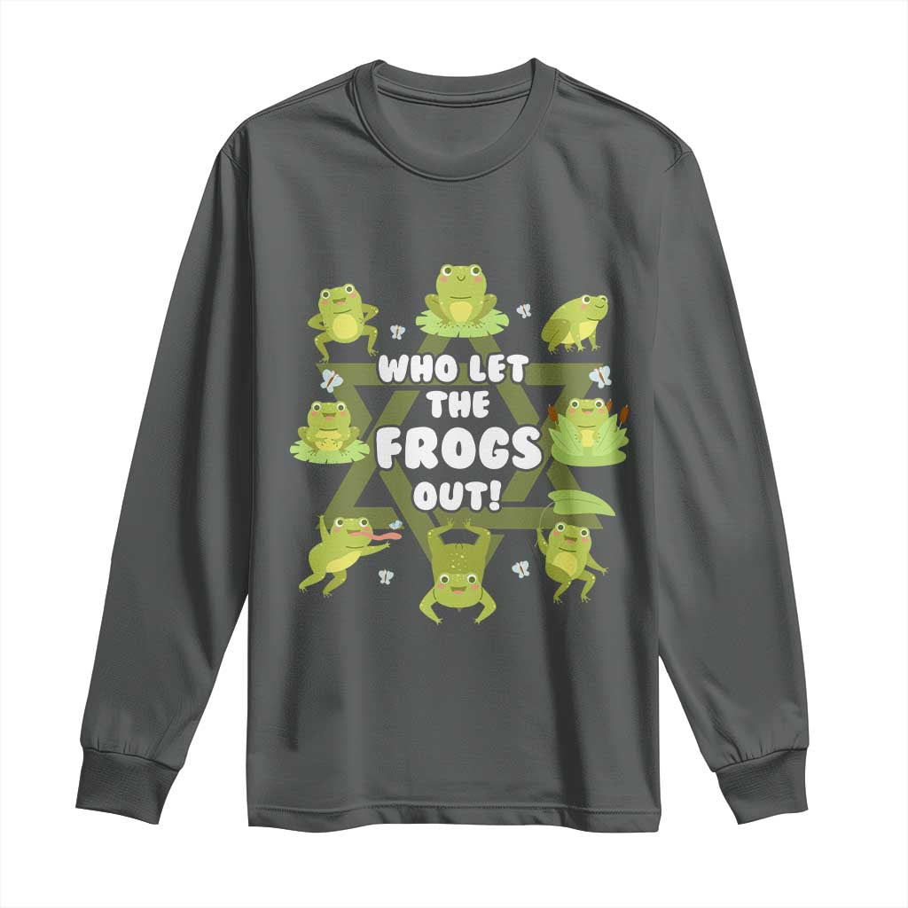 Funny Passover Long Sleeve Shirt Who Let the Frogs Out  Jewish Seder Fami