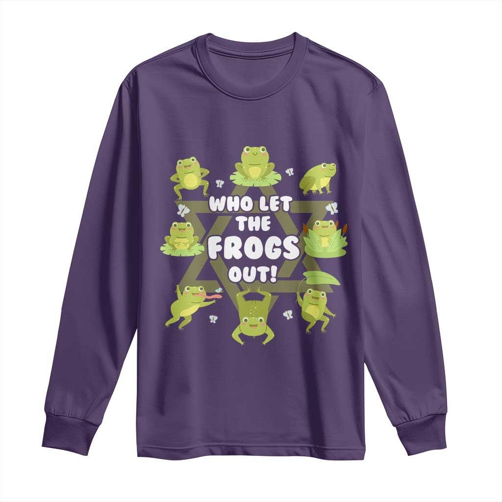 Funny Passover Long Sleeve Shirt Who Let the Frogs Out  Jewish Seder Fami