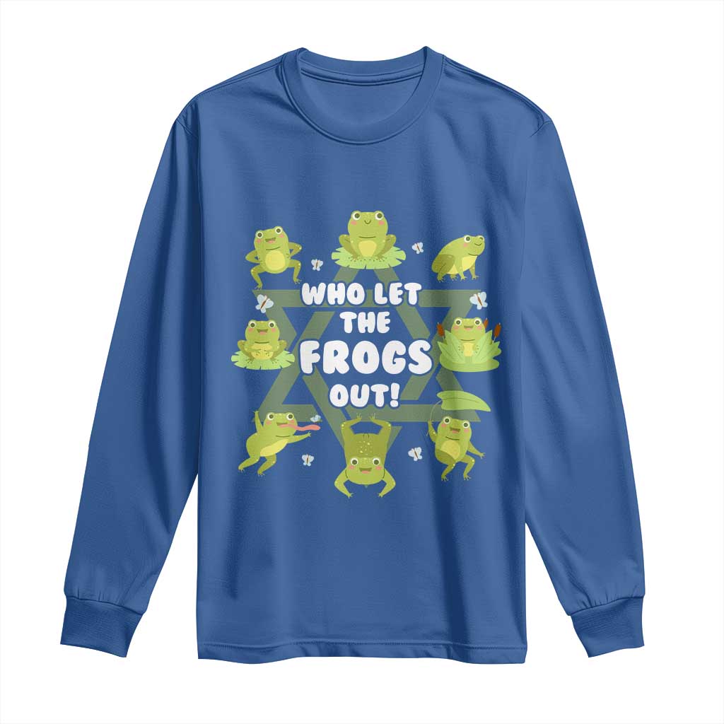 Funny Passover Long Sleeve Shirt Who Let the Frogs Out  Jewish Seder Fami