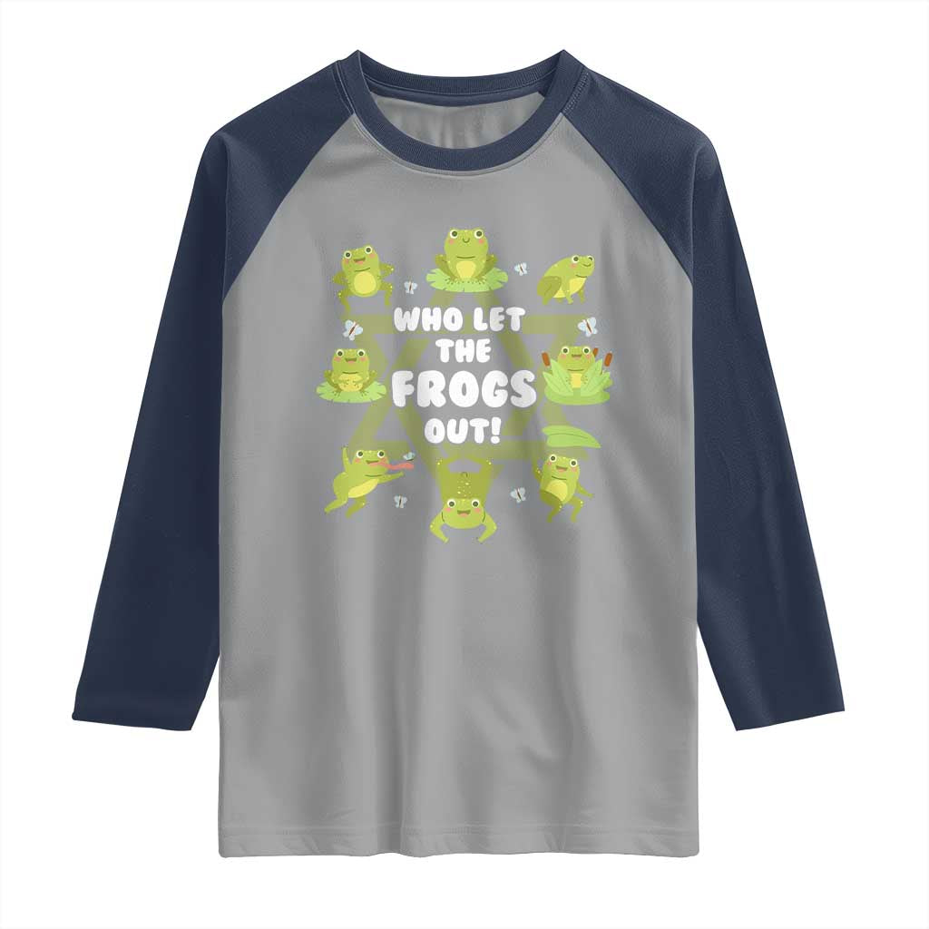 Funny Passover Raglan Shirt Who Let the Frogs Out  Jewish Seder Fami