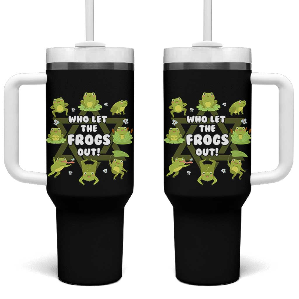 Funny Passover Tumbler With Handle Who Let the Frogs Out  Jewish Seder Fami