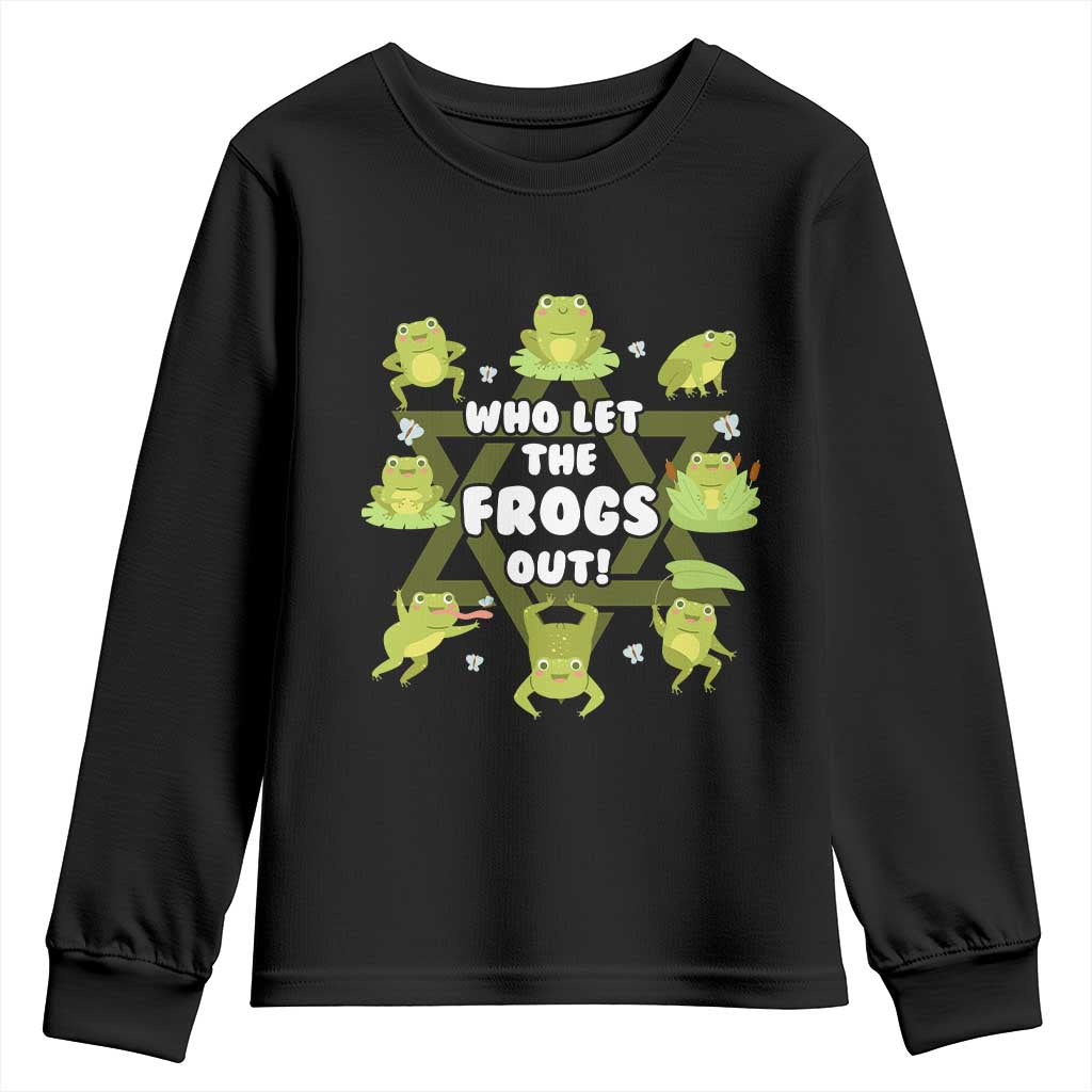 Funny Passover Youth Sweatshirt Who Let the Frogs Out  Jewish Seder Fami