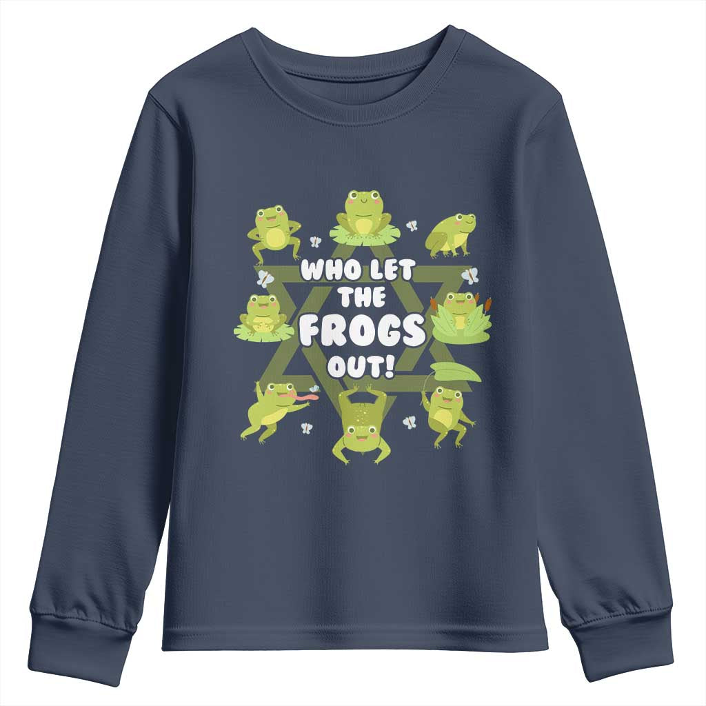 Funny Passover Youth Sweatshirt Who Let the Frogs Out  Jewish Seder Fami