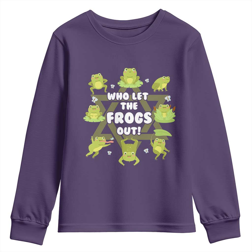 Funny Passover Youth Sweatshirt Who Let the Frogs Out  Jewish Seder Fami