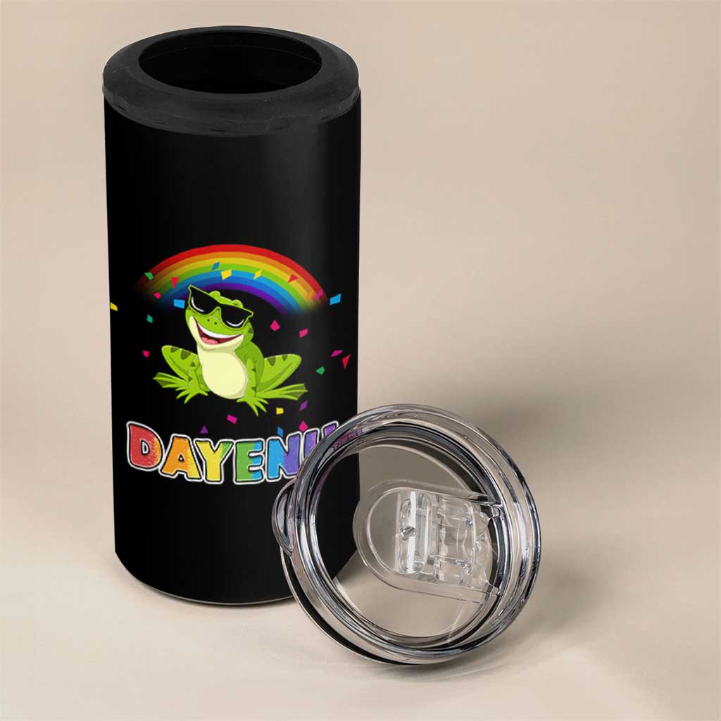Funny Dayenu Frog Rainbow 4 in 1 Can Cooler Tumbler Passover Celebration with Pride Vibes