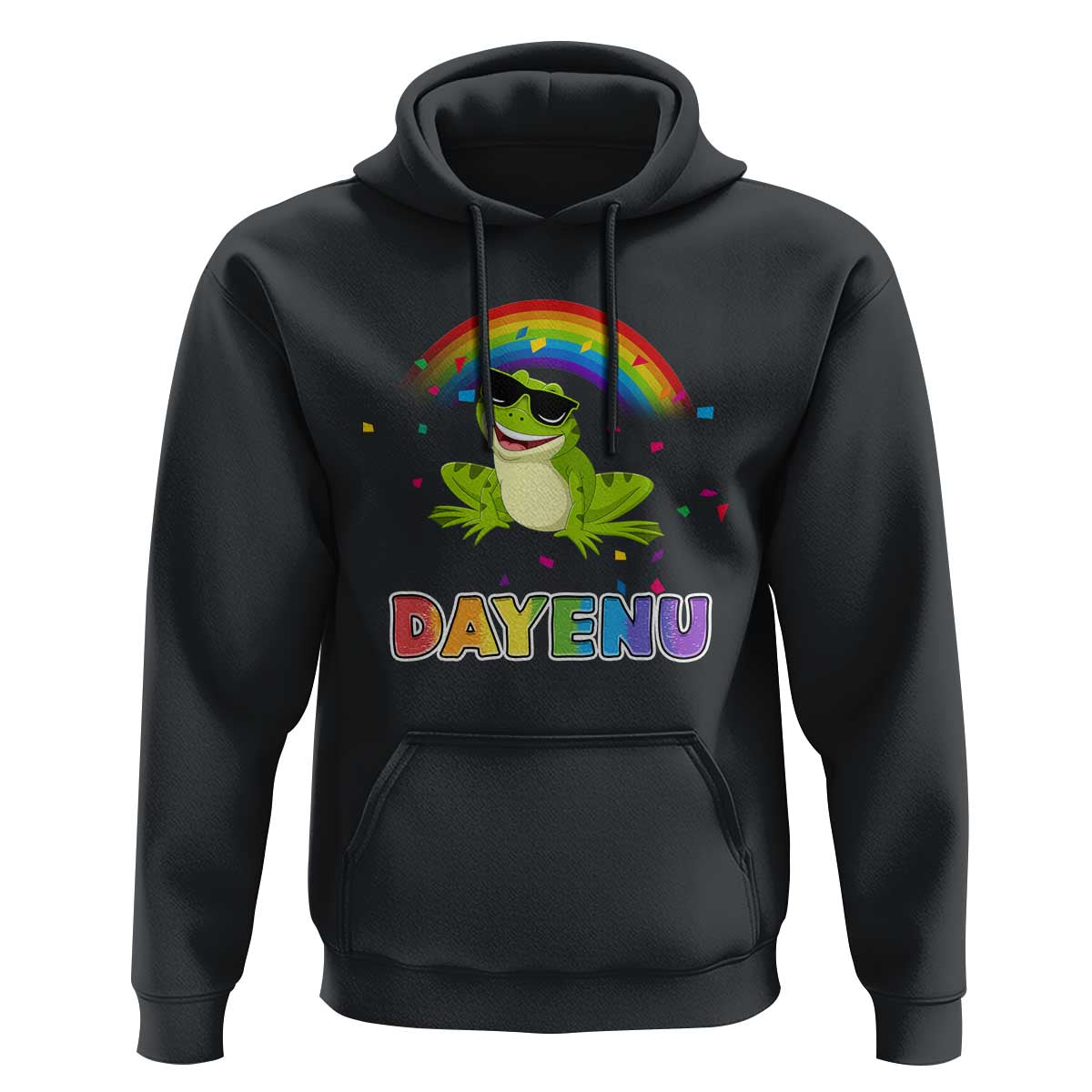 Funny Dayenu Frog Rainbow Hoodie Passover Celebration with Pride Vibes