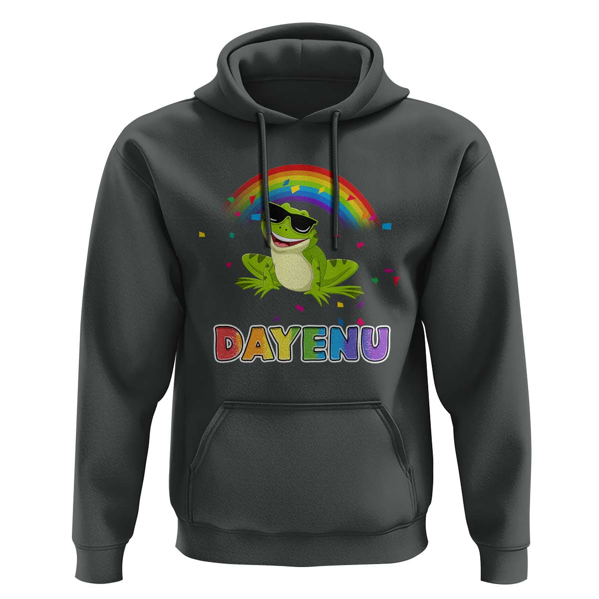 Funny Dayenu Frog Rainbow Hoodie Passover Celebration with Pride Vibes