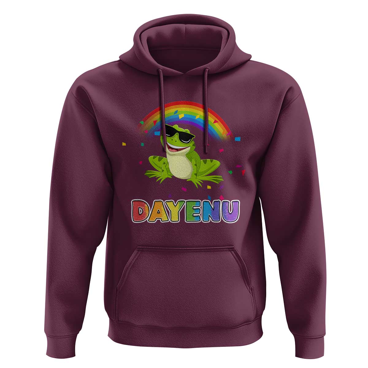 Funny Dayenu Frog Rainbow Hoodie Passover Celebration with Pride Vibes