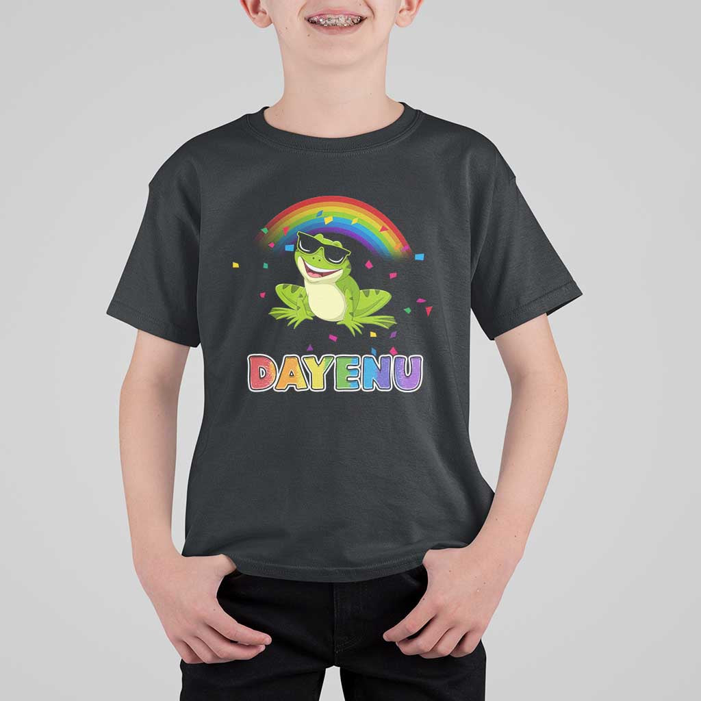 Funny Dayenu Frog Rainbow T Shirt For Kid Passover Celebration with Pride Vibes
