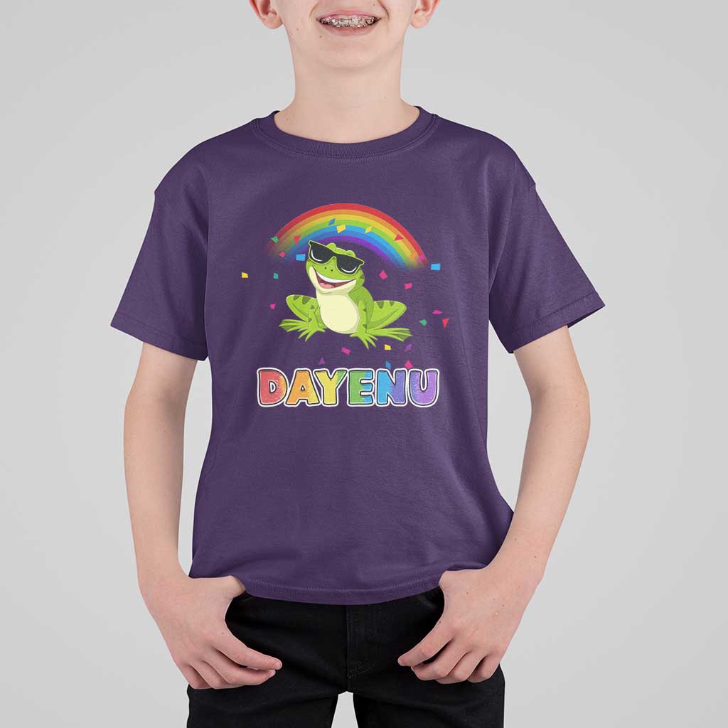 Funny Dayenu Frog Rainbow T Shirt For Kid Passover Celebration with Pride Vibes
