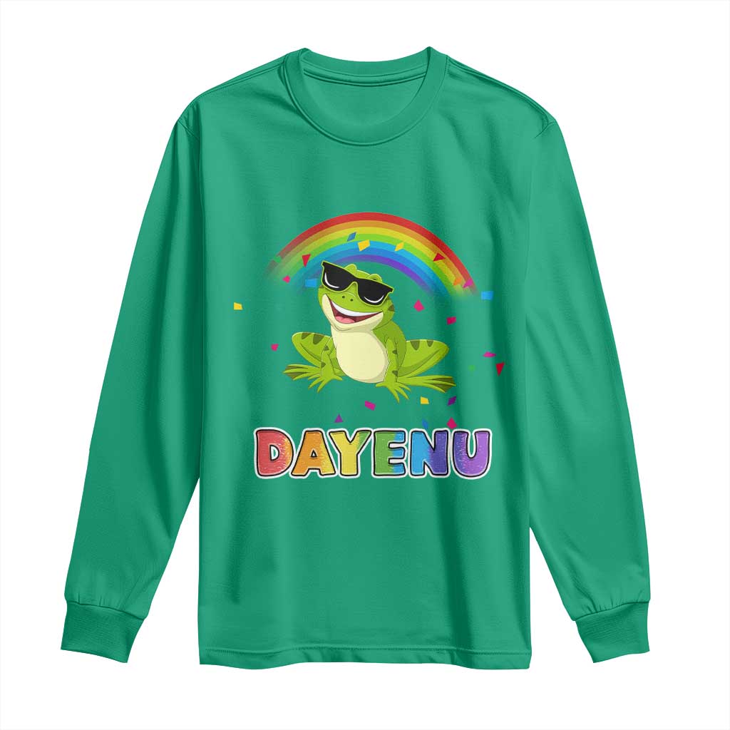 Funny Dayenu Frog Rainbow Long Sleeve Shirt Passover Celebration with Pride Vibes
