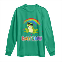 Funny Dayenu Frog Rainbow Long Sleeve Shirt Passover Celebration with Pride Vibes
