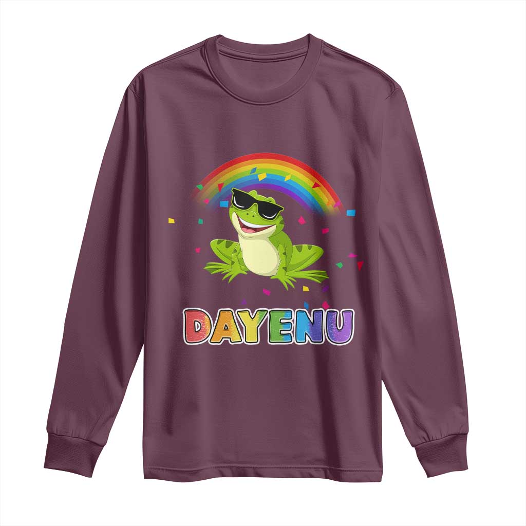 Funny Dayenu Frog Rainbow Long Sleeve Shirt Passover Celebration with Pride Vibes