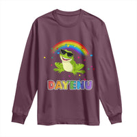 Funny Dayenu Frog Rainbow Long Sleeve Shirt Passover Celebration with Pride Vibes
