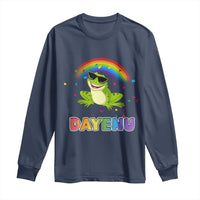Funny Dayenu Frog Rainbow Long Sleeve Shirt Passover Celebration with Pride Vibes