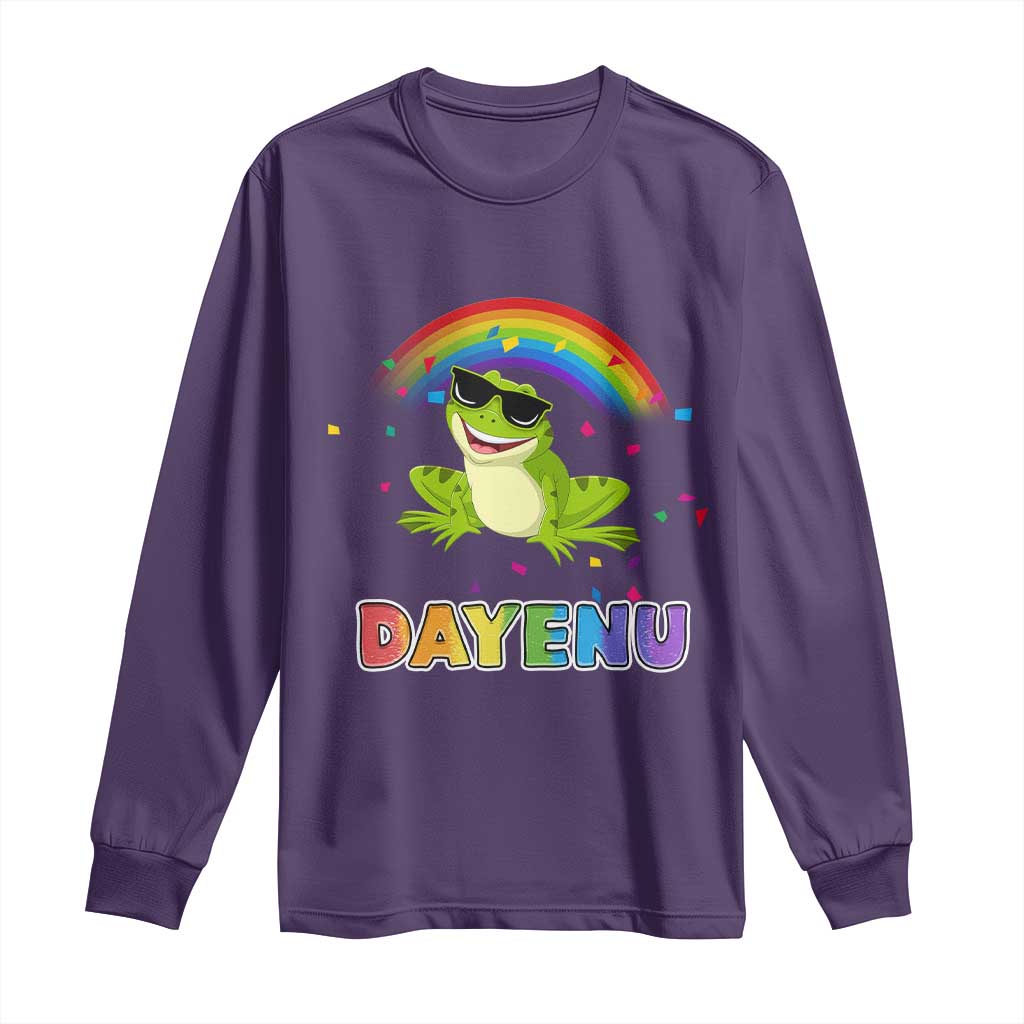 Funny Dayenu Frog Rainbow Long Sleeve Shirt Passover Celebration with Pride Vibes