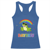 Funny Dayenu Frog Rainbow Racerback Tank Top Passover Celebration with Pride Vibes