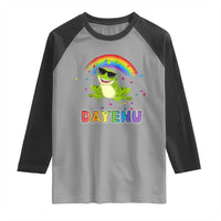 Funny Dayenu Frog Rainbow Raglan Shirt Passover Celebration with Pride Vibes