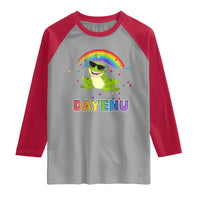 Funny Dayenu Frog Rainbow Raglan Shirt Passover Celebration with Pride Vibes