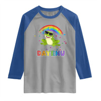 Funny Dayenu Frog Rainbow Raglan Shirt Passover Celebration with Pride Vibes