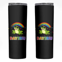 Funny Dayenu Frog Rainbow Skinny Tumbler Passover Celebration with Pride Vibes