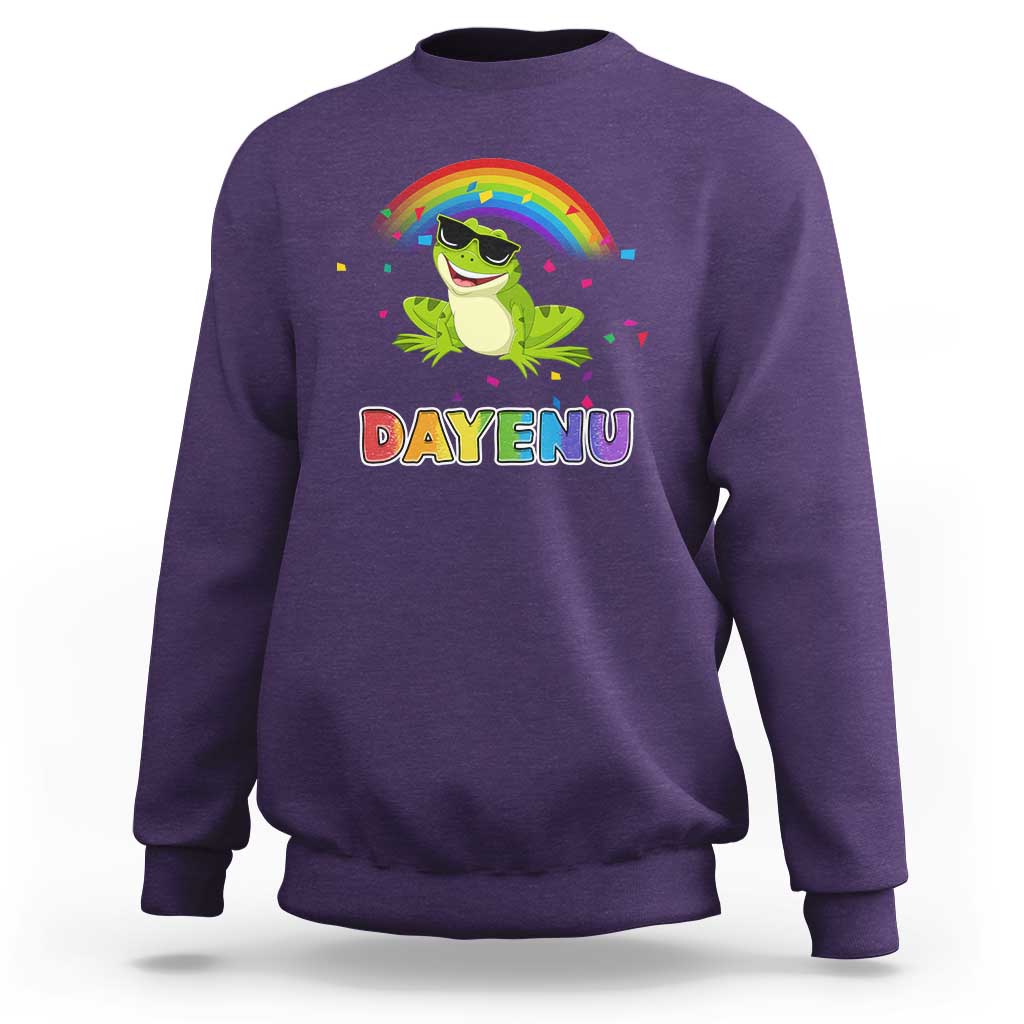Funny Dayenu Frog Rainbow Sweatshirt Passover Celebration with Pride Vibes