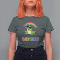 Funny Dayenu Frog Rainbow T Shirt For Women Passover Celebration with Pride Vibes