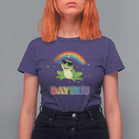 Funny Dayenu Frog Rainbow T Shirt For Women Passover Celebration with Pride Vibes