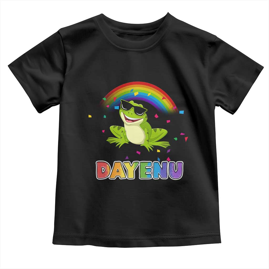Funny Dayenu Frog Rainbow Toddler T Shirt Passover Celebration with Pride Vibes