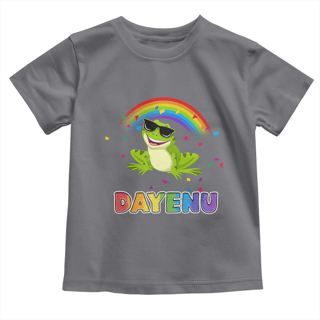 Funny Dayenu Frog Rainbow Toddler T Shirt Passover Celebration with Pride Vibes