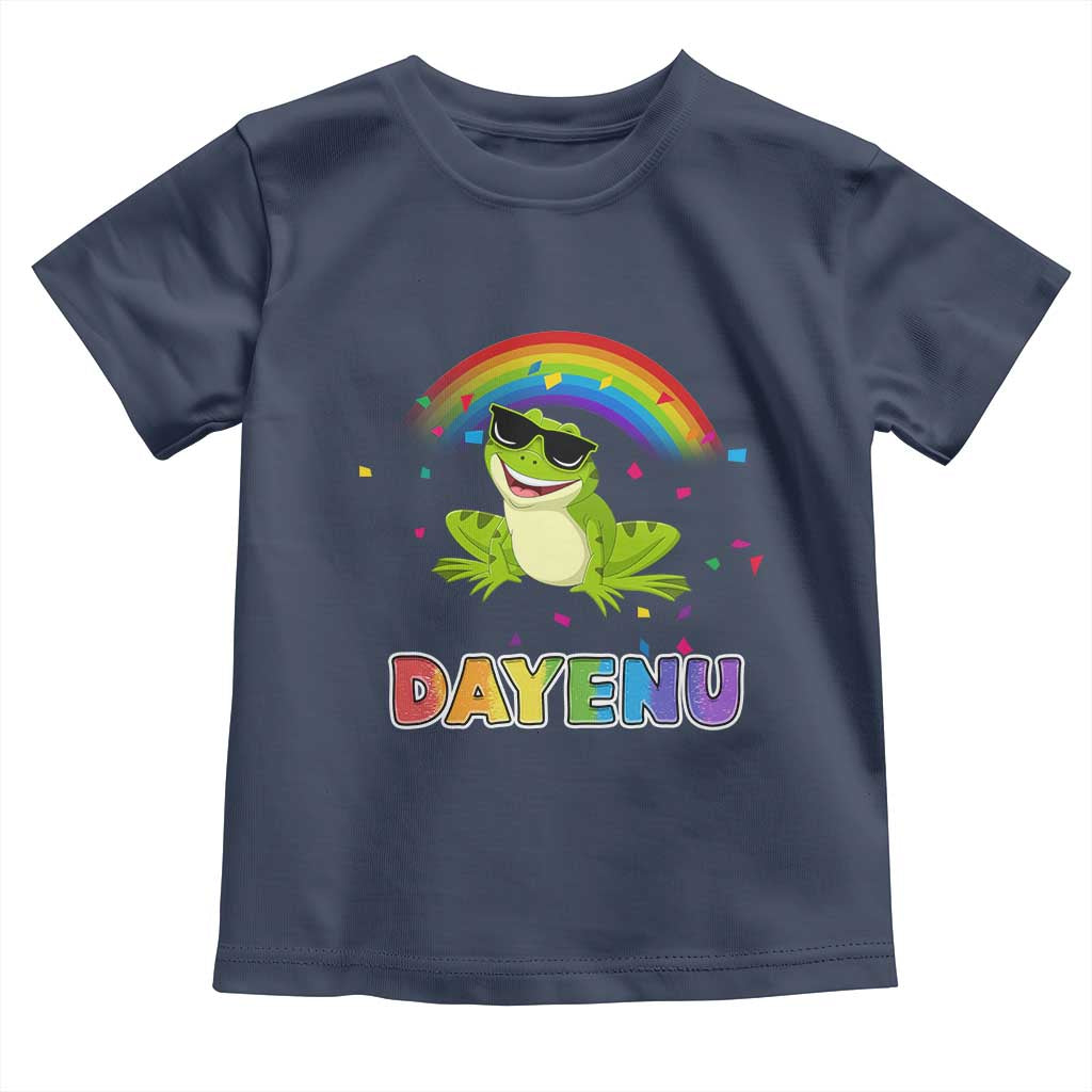 Funny Dayenu Frog Rainbow Toddler T Shirt Passover Celebration with Pride Vibes