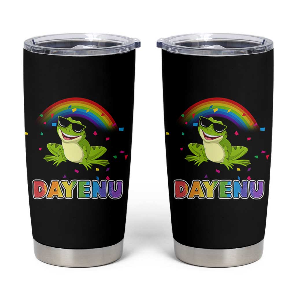 Funny Dayenu Frog Rainbow Tumbler Cup Passover Celebration with Pride Vibes