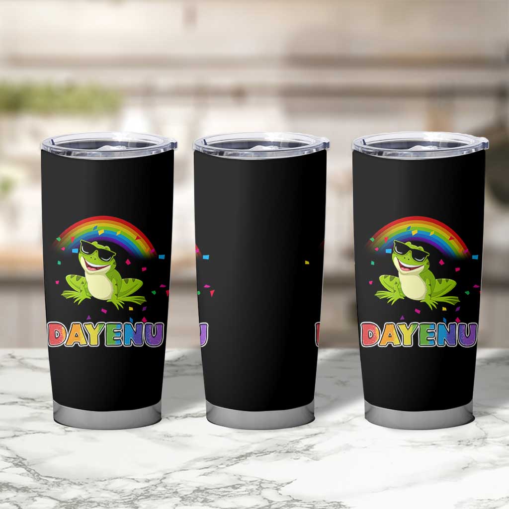 Funny Dayenu Frog Rainbow Tumbler Cup Passover Celebration with Pride Vibes