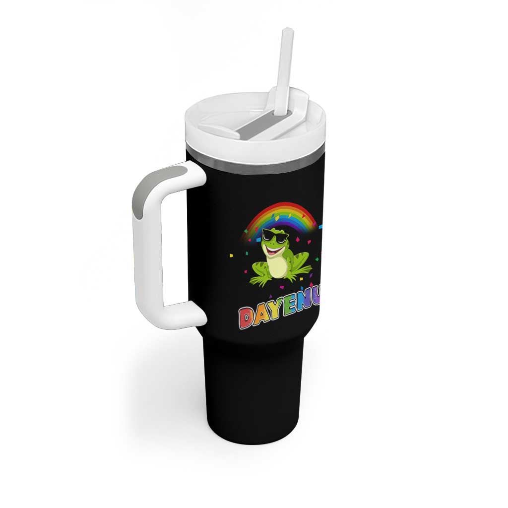 Funny Dayenu Frog Rainbow Tumbler With Handle Passover Celebration with Pride Vibes