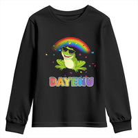 Funny Dayenu Frog Rainbow Youth Sweatshirt Passover Celebration with Pride Vibes