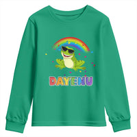 Funny Dayenu Frog Rainbow Youth Sweatshirt Passover Celebration with Pride Vibes