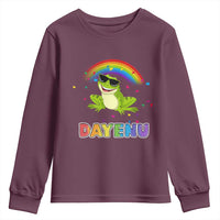 Funny Dayenu Frog Rainbow Youth Sweatshirt Passover Celebration with Pride Vibes