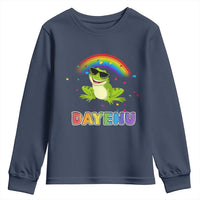 Funny Dayenu Frog Rainbow Youth Sweatshirt Passover Celebration with Pride Vibes