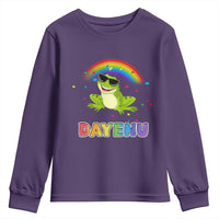 Funny Dayenu Frog Rainbow Youth Sweatshirt Passover Celebration with Pride Vibes