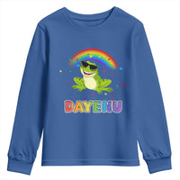 Funny Dayenu Frog Rainbow Youth Sweatshirt Passover Celebration with Pride Vibes
