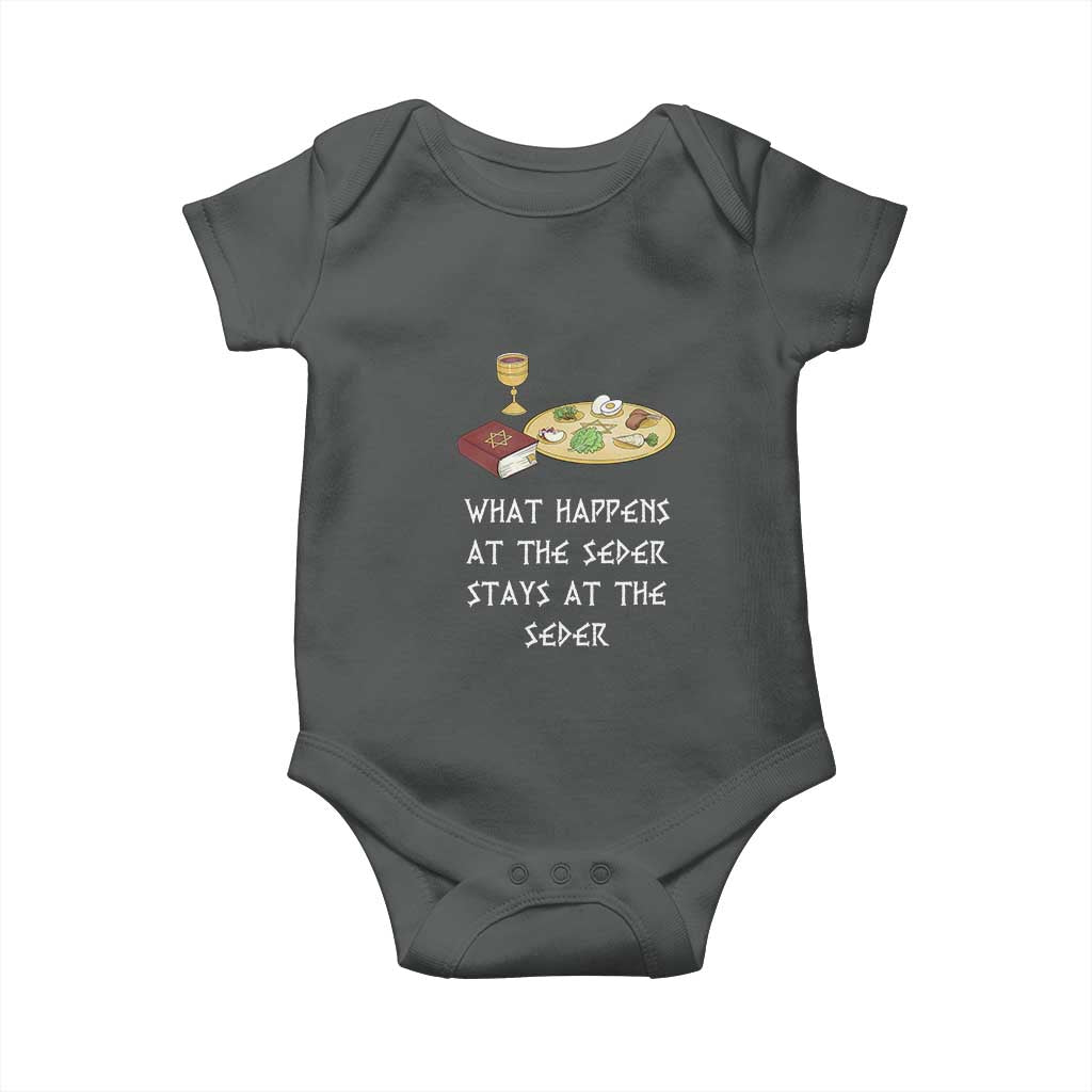 Funny Passover Seder Baby Onesie What Happens At The Seder Stays At The Seder Jewish Holiday