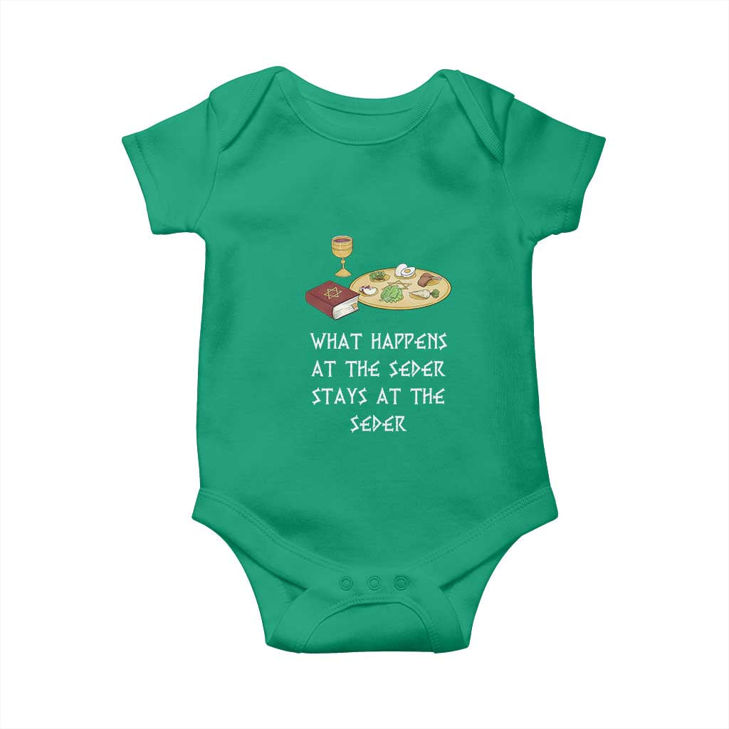 Funny Passover Seder Baby Onesie What Happens At The Seder Stays At The Seder Jewish Holiday