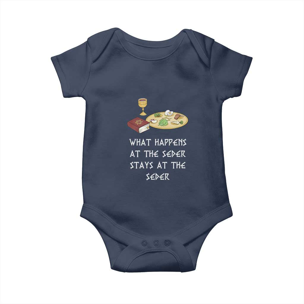 Funny Passover Seder Baby Onesie What Happens At The Seder Stays At The Seder Jewish Holiday