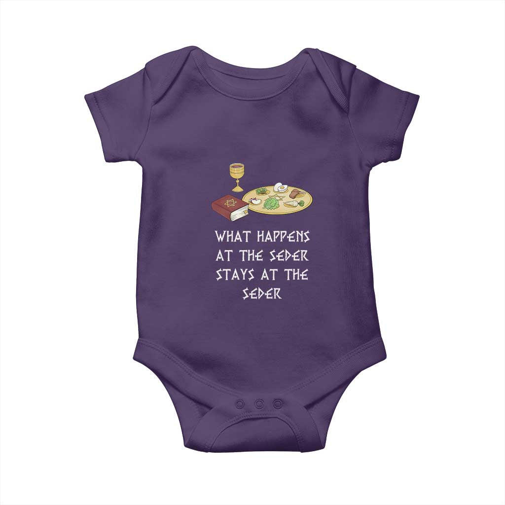 Funny Passover Seder Baby Onesie What Happens At The Seder Stays At The Seder Jewish Holiday
